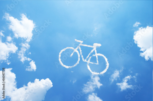 Obraz na plátně Clouds shaped like a bicycle.