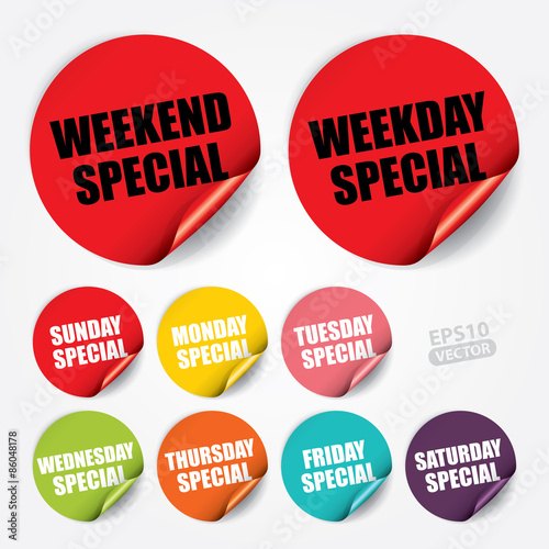 Weekday and Weekend Special Sticker and Tag