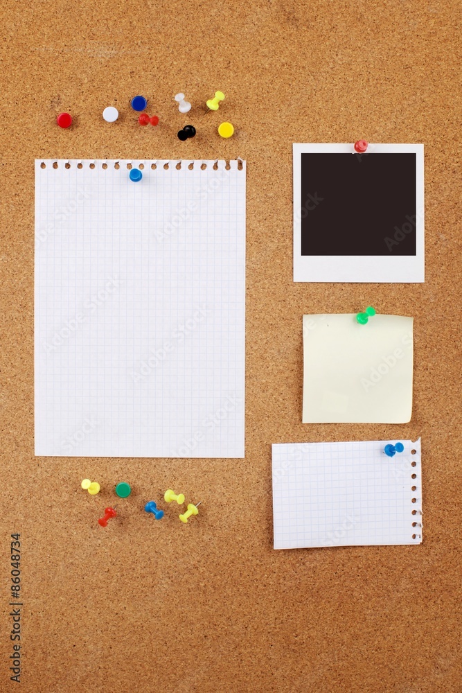 Bulletin Board, Adhesive Note, Instant Print Transfer. Bulletin Board, Adhesive Note, Instant Print Transfer.