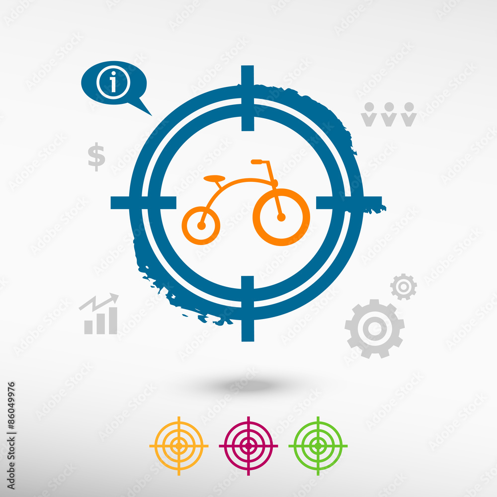 Bicycle on target icons background Bicycle on target icons background