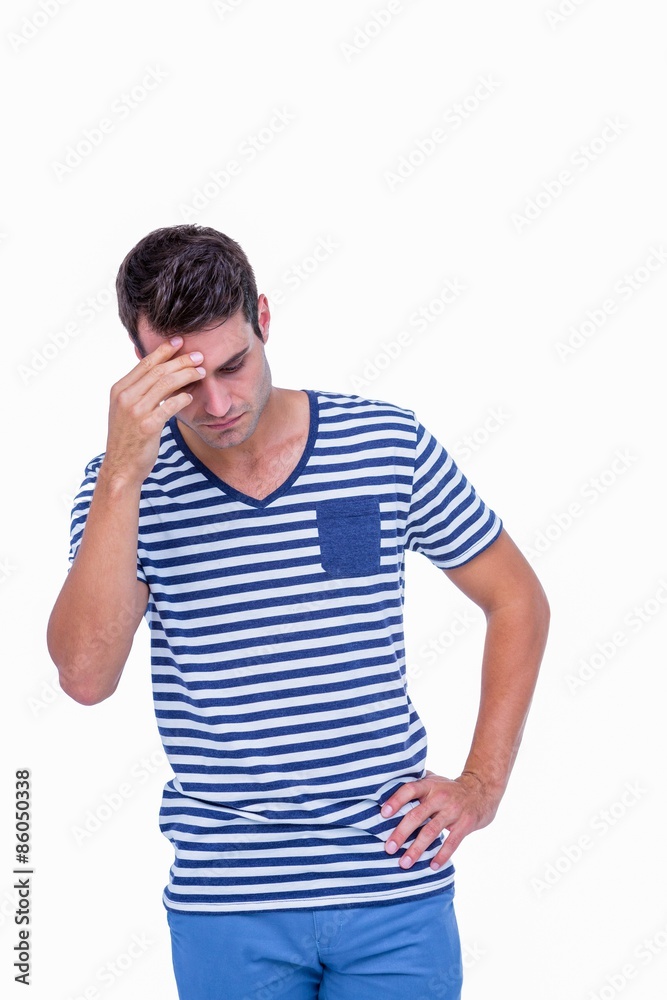 Sad hipster with one hand on head Sad hipster with one hand on head
