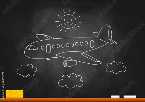 Aircraft drawing on blackboard