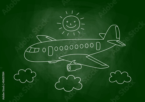 Aircraft drawing on blackboard