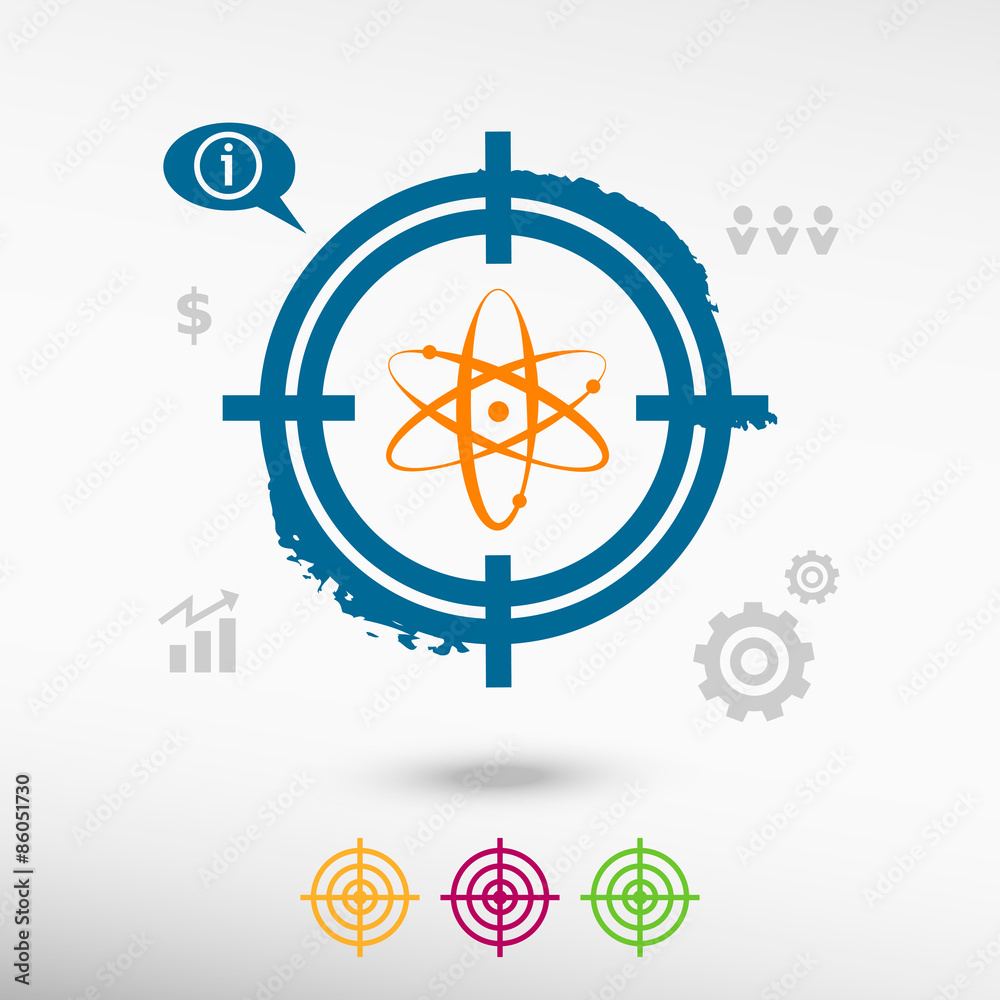 Obraz premium Atom molecule on target icons background