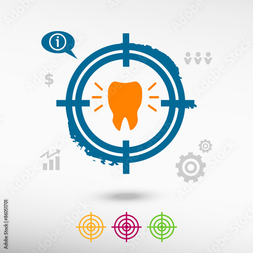 Tooth icon on target icons background