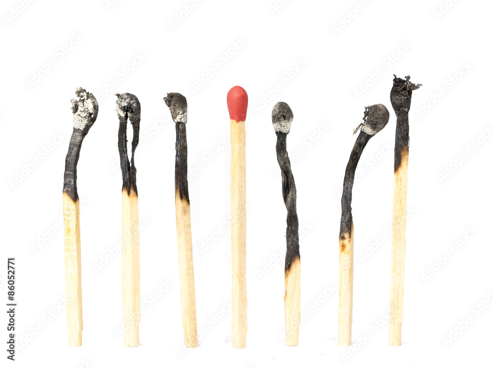 Matchstick Not burn on White background Matchstick Not burn on White background