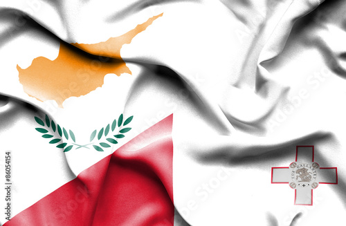 Waving flag of Malta and Cyprus photo