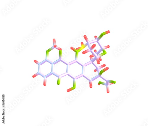Epirubicin molecule isolated on white photo