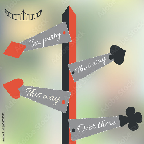 Alice Set of Four Arrow Signs from Wonderland World