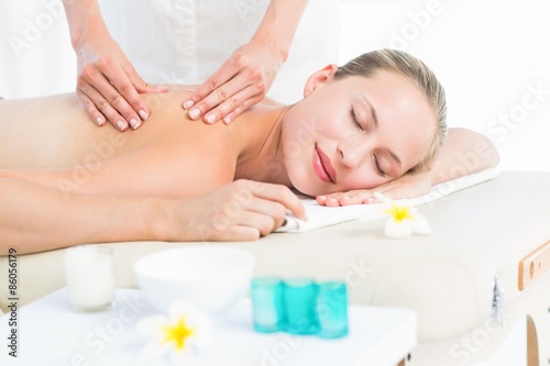 Blonde enjoying a back massage 