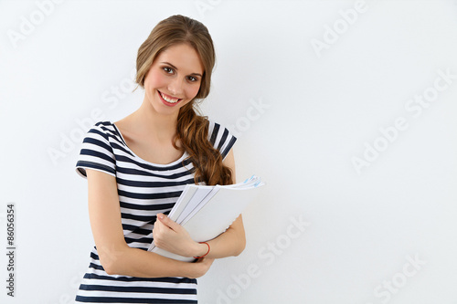 Student Girl near ther wall