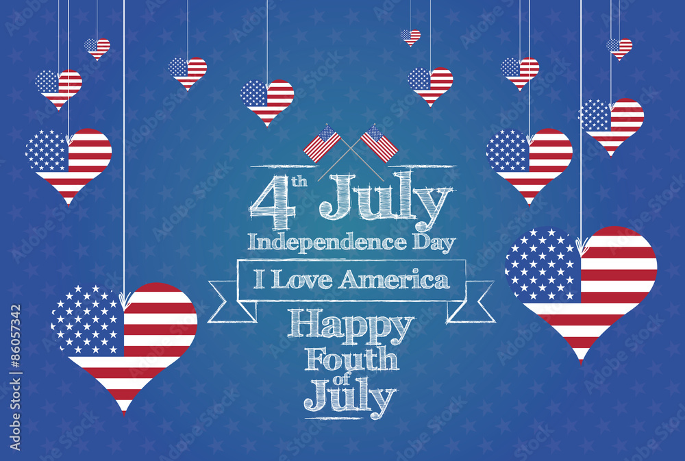 Fototapeta premium 4 july love illustration