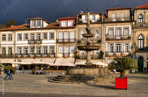 Main square Largo de Camoes with the fountain in Ponte de Lima photo