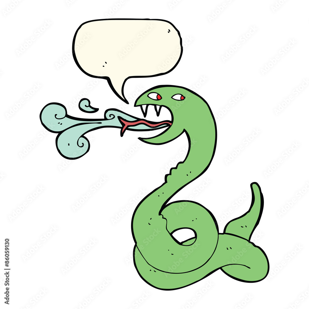 cartoon hissing snake with speech bubble cartoon hissing snake with speech bubble
