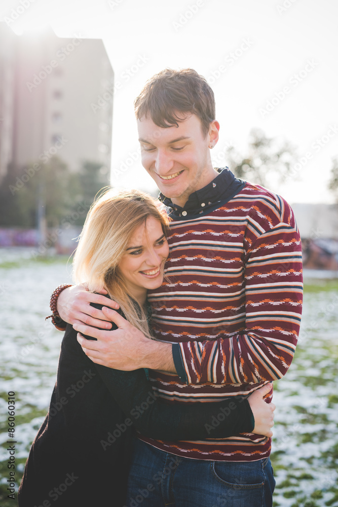 Fototapeta premium young couple lovers authentic