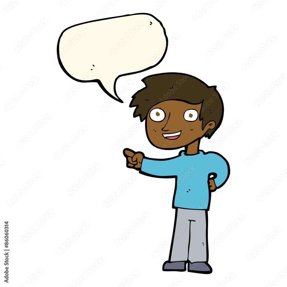 cartoon man pointing with speech bubble