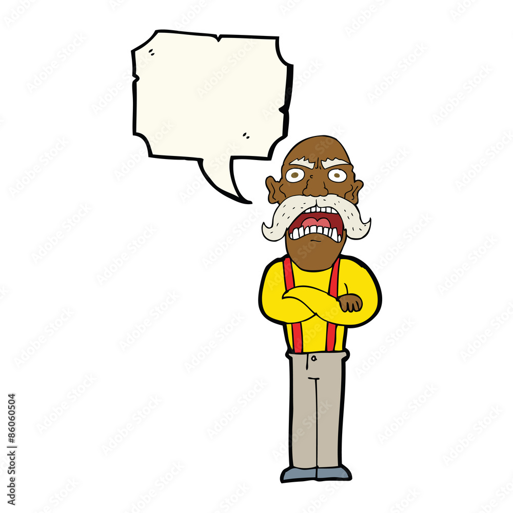 cartoon shocked old man with speech bubble cartoon shocked old man with speech bubble