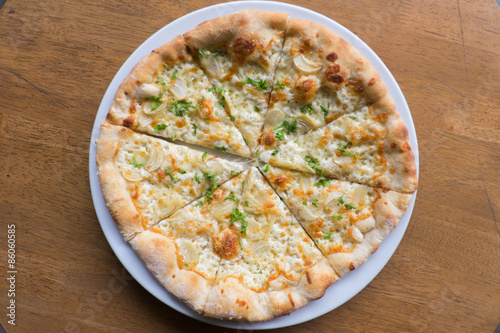 White Pizza , garlic and Mozzarella Cheese