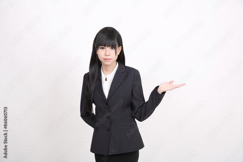 asian business woman isolated in white background