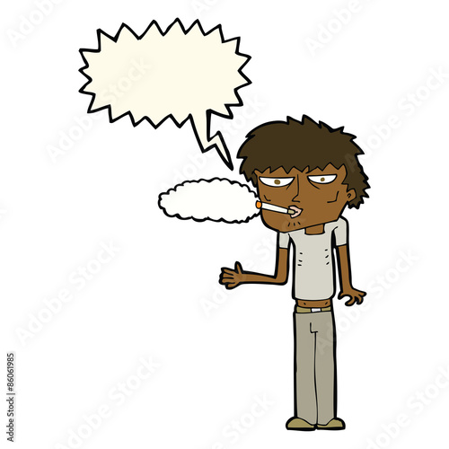 cartoon smoker with speech bubble