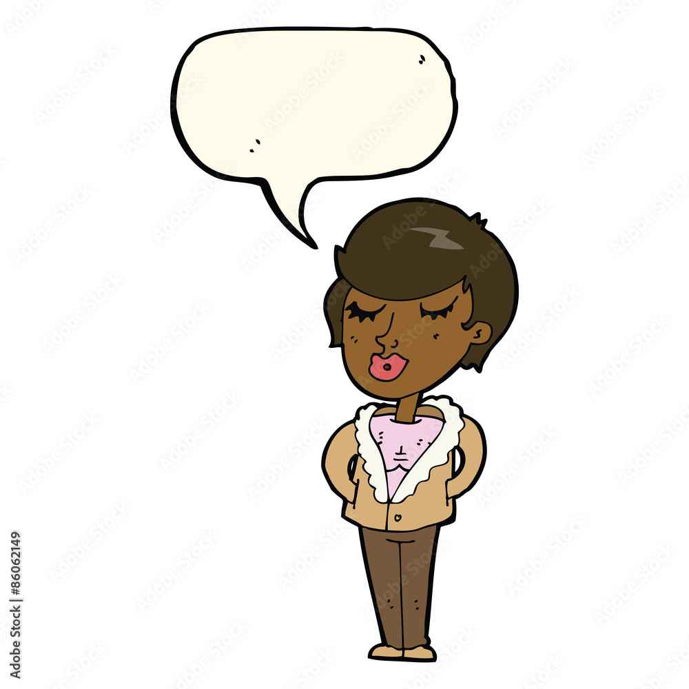cartoon cool relaxed woman with speech bubble cartoon cool relaxed woman with speech bubble