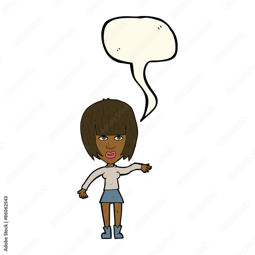 cartoon woman waving away with speech bubble cartoon woman waving away with speech bubble