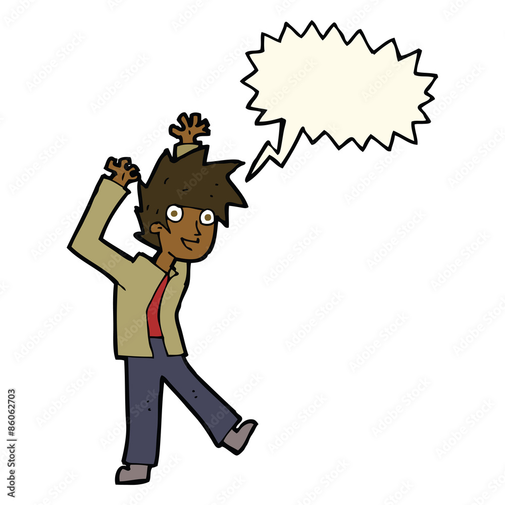 cartoon excited boy with speech bubble cartoon excited boy with speech bubble