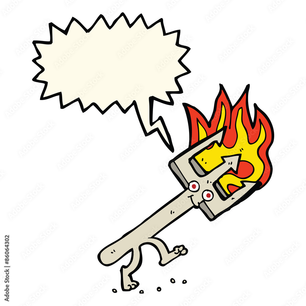 cartoon devil fork with speech bubble cartoon devil fork with speech bubble