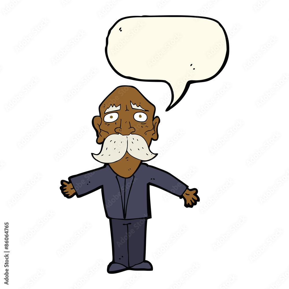 cartoon disappointed old man with speech bubble