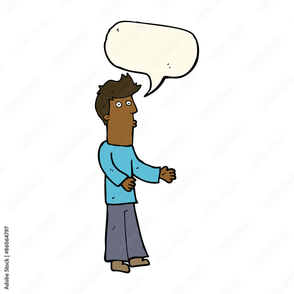 cartoon man explaining with speech bubble cartoon man explaining with speech bubble