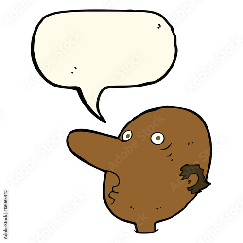 cartoon balding man with speech bubble