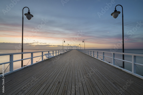 wooden pier on the shores of the Baltic Sea, Gdynia, Poland © Mike Mareen