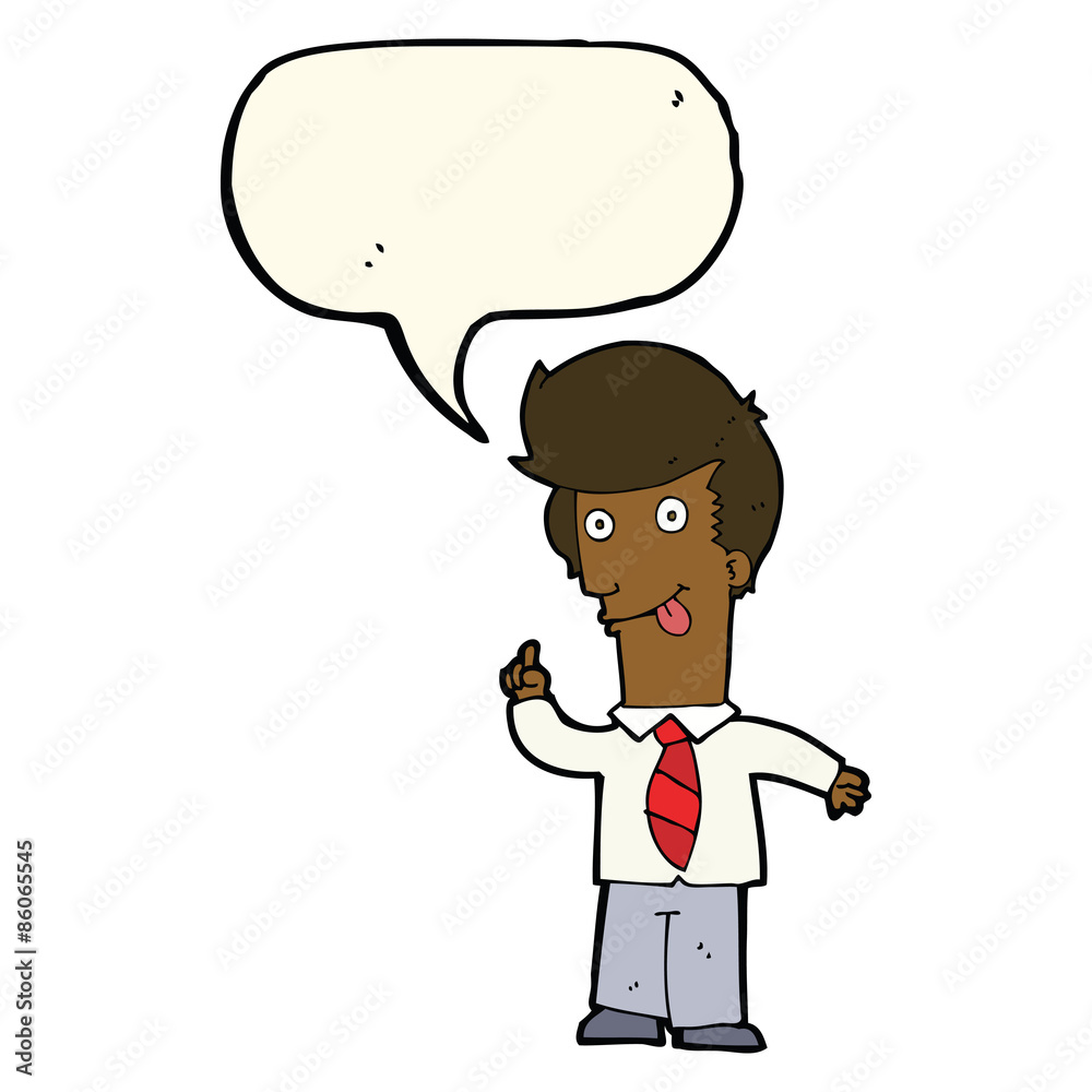 cartoon office man with crazy idea with speech bubble cartoon office man with crazy idea with speech bubble