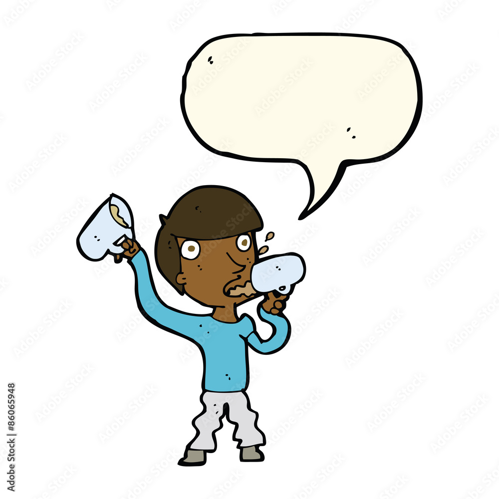 cartoon man drinking beer with speech bubble cartoon man drinking beer with speech bubble