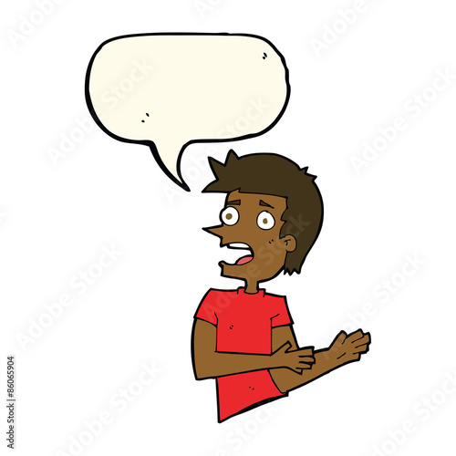 cartoon stressed man with speech bubble