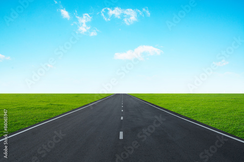 Asphalt road with blue sky