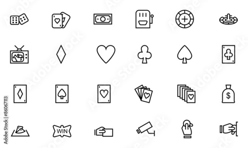 Casino and Gambling Outline Vector Icons 1
