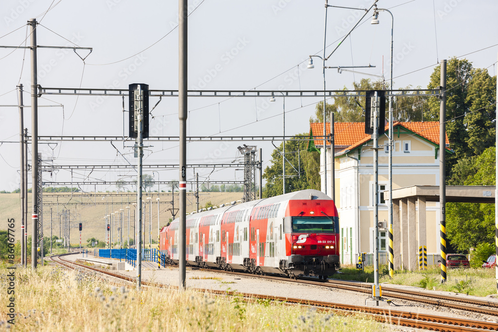 train at railway station in Satov, Czech Republic