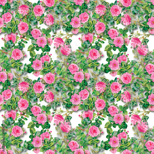 Seamless patterns with Beautiful flowers, watercolor illustration