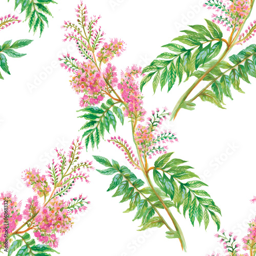 Seamless patterns with Beautiful flowers, watercolor illustration