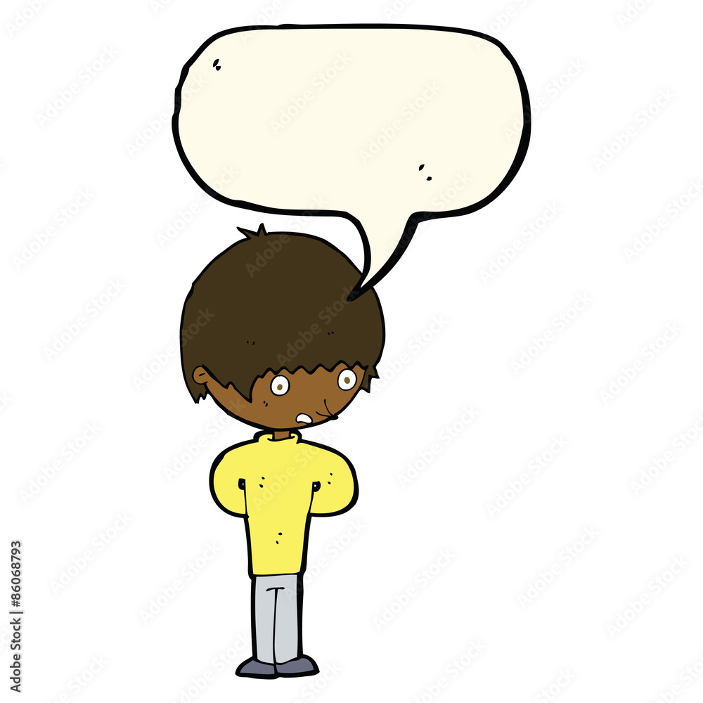 cartoon nervous boy with speech bubble cartoon nervous boy with speech bubble