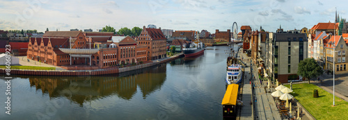 The riverside with the characteristic promenade of Gdansk, Poland. #86068923