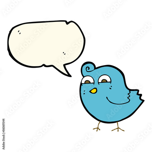 cartoon funny bird with speech bubble © lineartestpilot