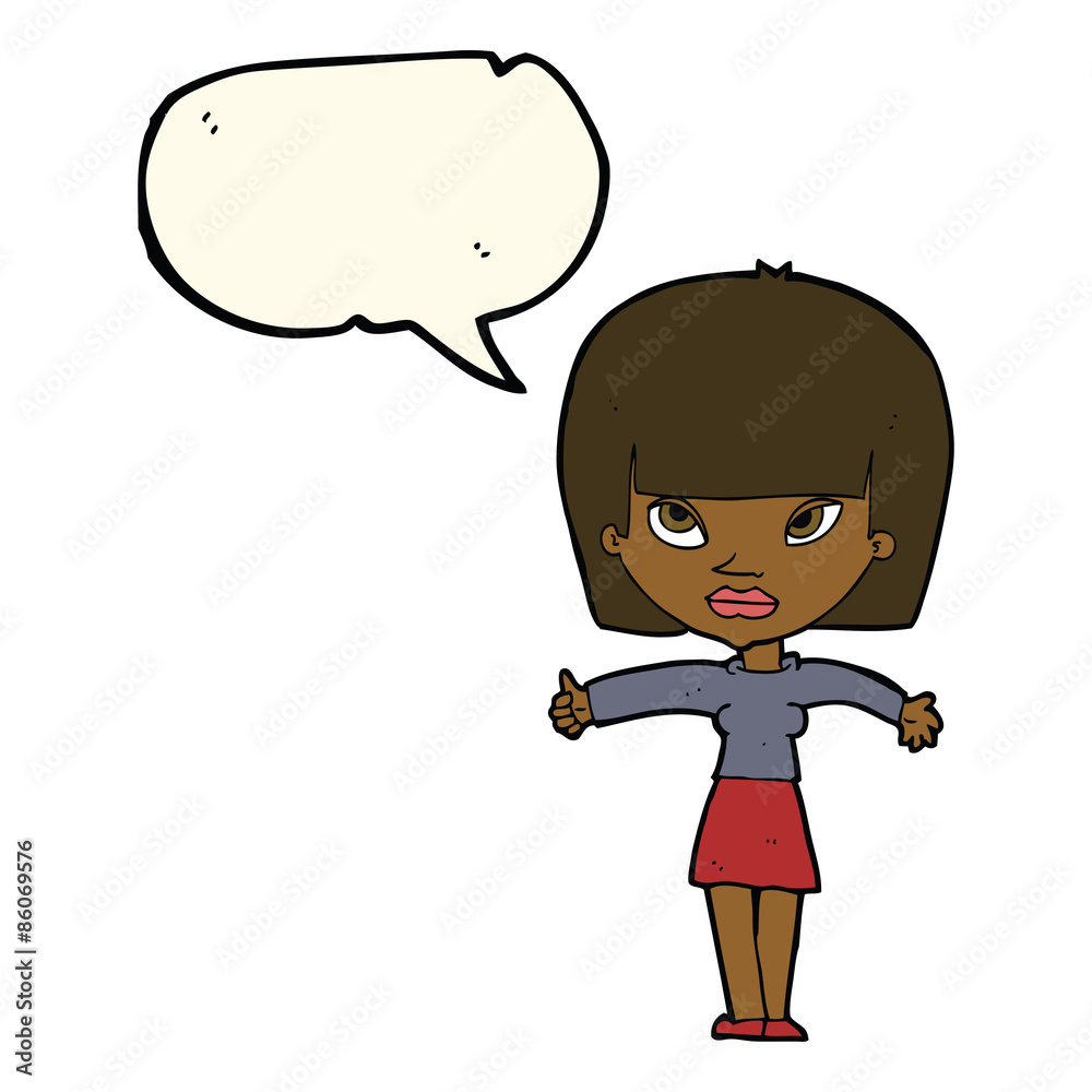 cartoon woman giving thumbs up symbol with speech bubble cartoon woman giving thumbs up symbol with speech bubble