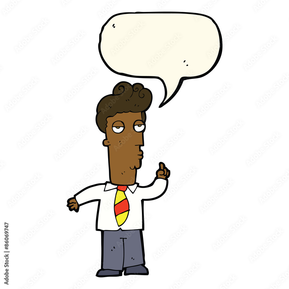 cartoon bored man asking question with speech bubble