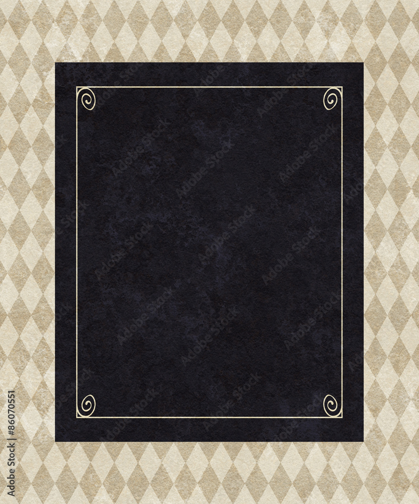Fototapeta premium Black Frame Copy Space on Taupe Damask