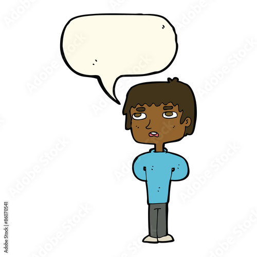 cartoon unhappy man with speech bubble