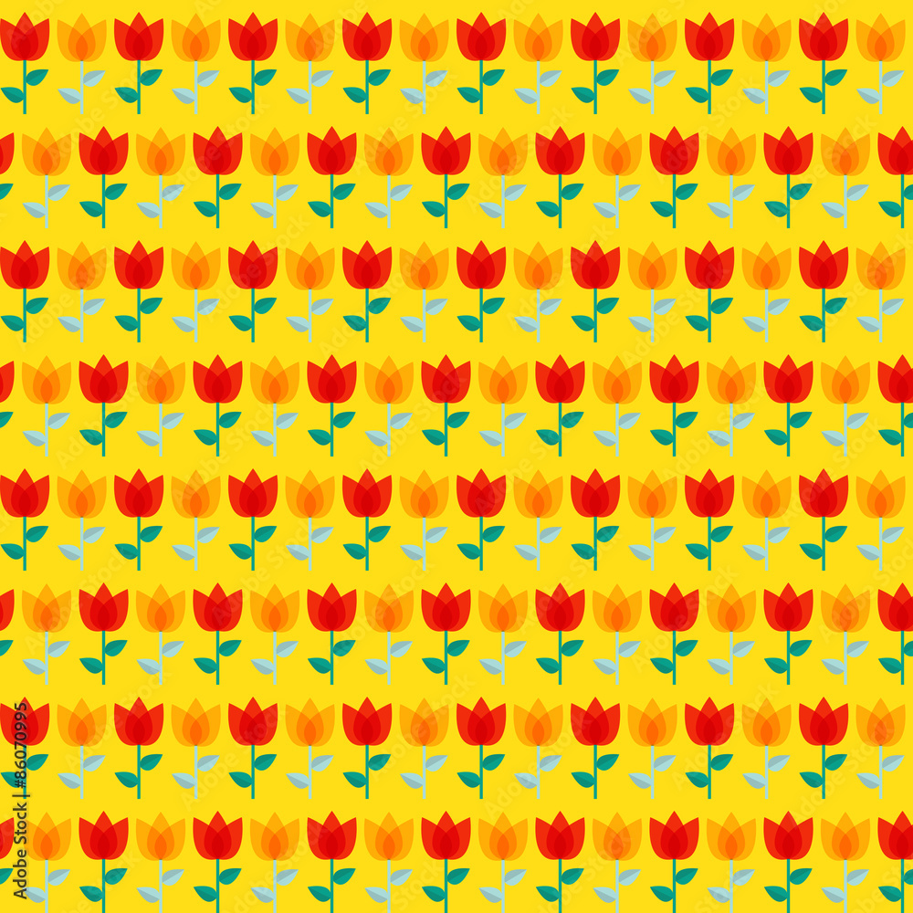 Obraz premium Paper Trendy Flat Flower Seamless Pattern Vector Illustration