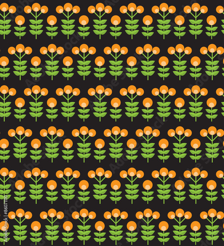 Paper Trendy Flat Flower Seamless Pattern Vector Illustration