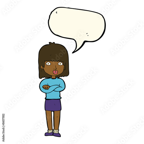cartoon impatient woman with speech bubble
